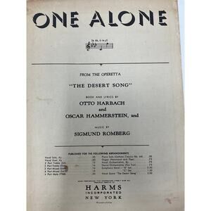 One Alone‎ Sheet Music 1926 Harbach Hammerstein Romberg